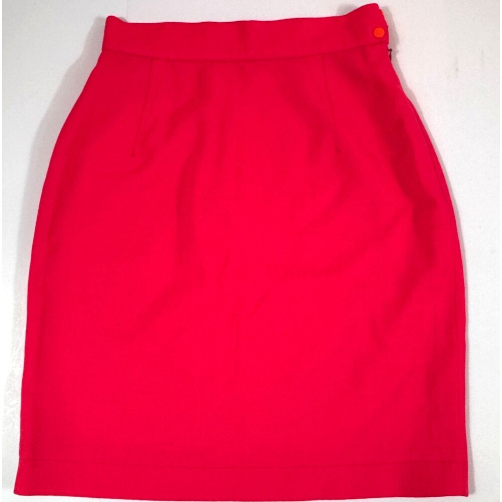 Thierry Mugler Hot Pink Pencil Skirt Womens 4 Vintage 90s French‎ Couture Wool